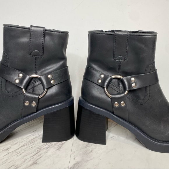 Jeffrey Campbell Operator Harness Black Leather Heeled Boot 9 - Picture 8 of 14